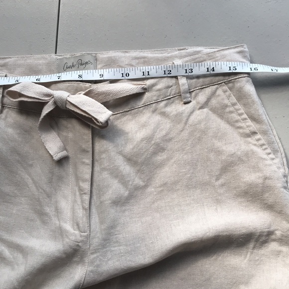 Charlie Paige tan linen blend capris pants size Medium - Picture 6 of 10